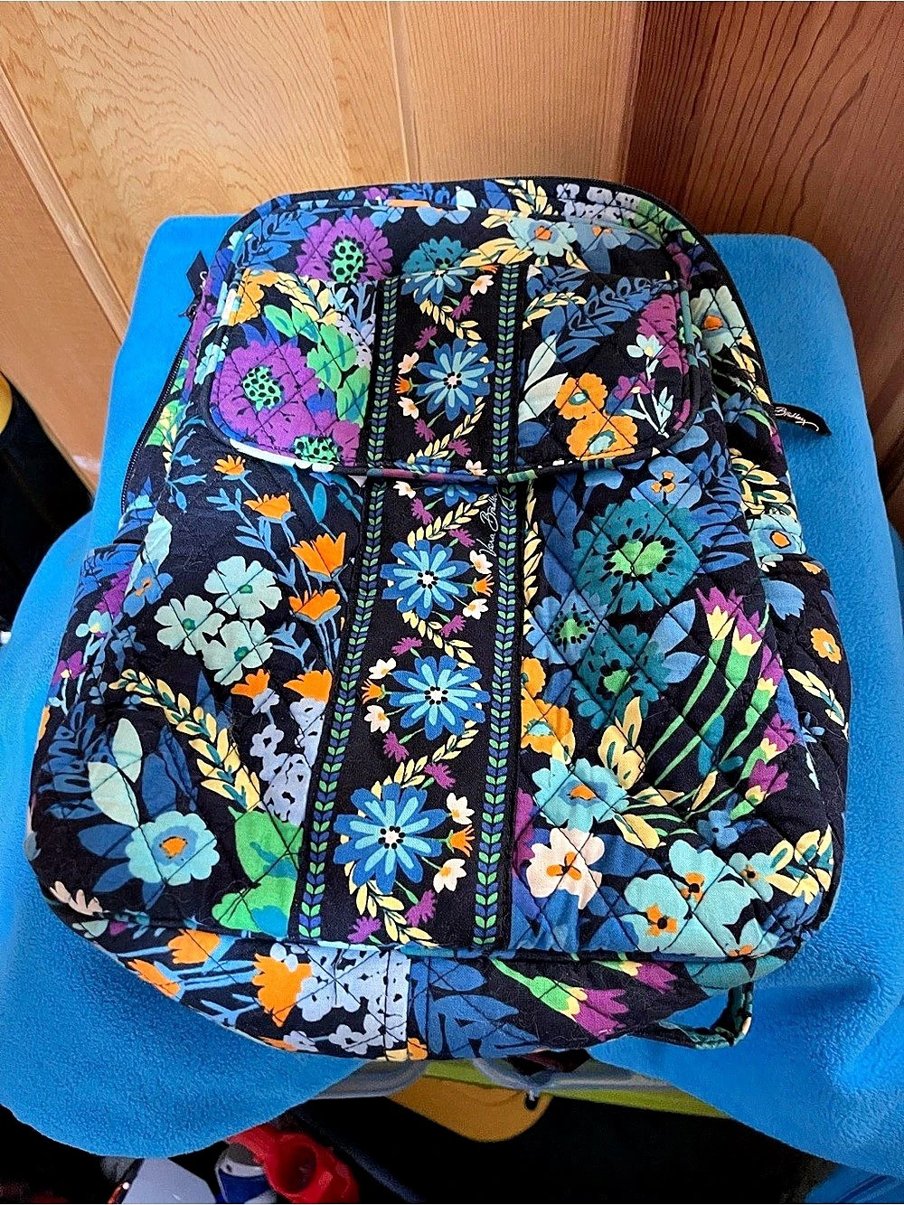 Vera Bradley Quilted Backpack Quilted Floral Backpack in Midnight Blues
